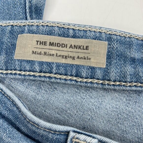 AG The MIDI Ankle Mid-Rise Cropped Jegging Distressed Stretch Jeans Faded Blue 2 - Picture 8 of 10